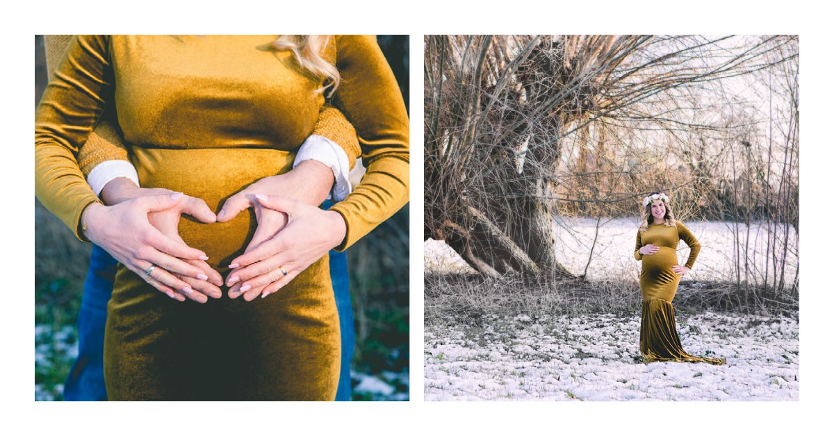 Babybauchfotos im Schnee